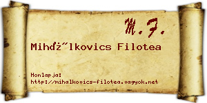 Mihálkovics Filotea névjegykártya